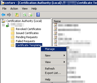 Certificate Authority - Manage