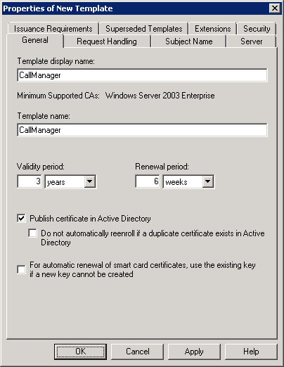 New Certificate Template Properties