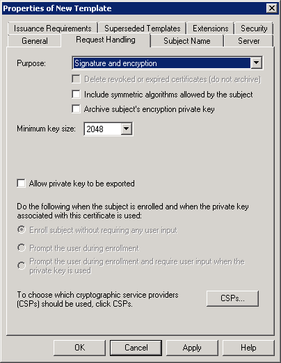 Certificate Template Request Handling