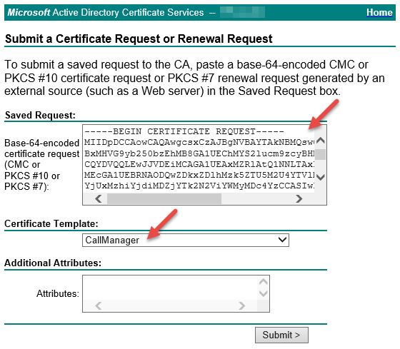 Submit Certificate Request