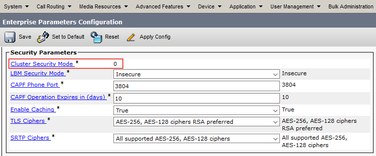 Verifying cluster security mode